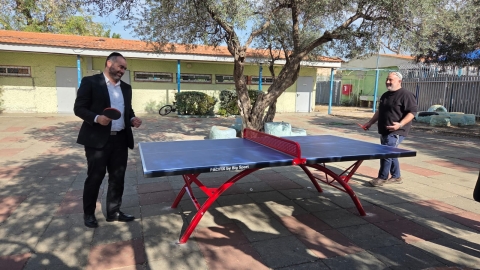 שולחנות טניס מותקנים בבתי הספר בלוד במיזם של אגפי החינוך והספורט בעירייה